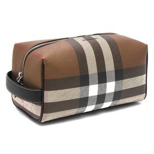 Burberry Giant Check Wash Bag Birch Brown